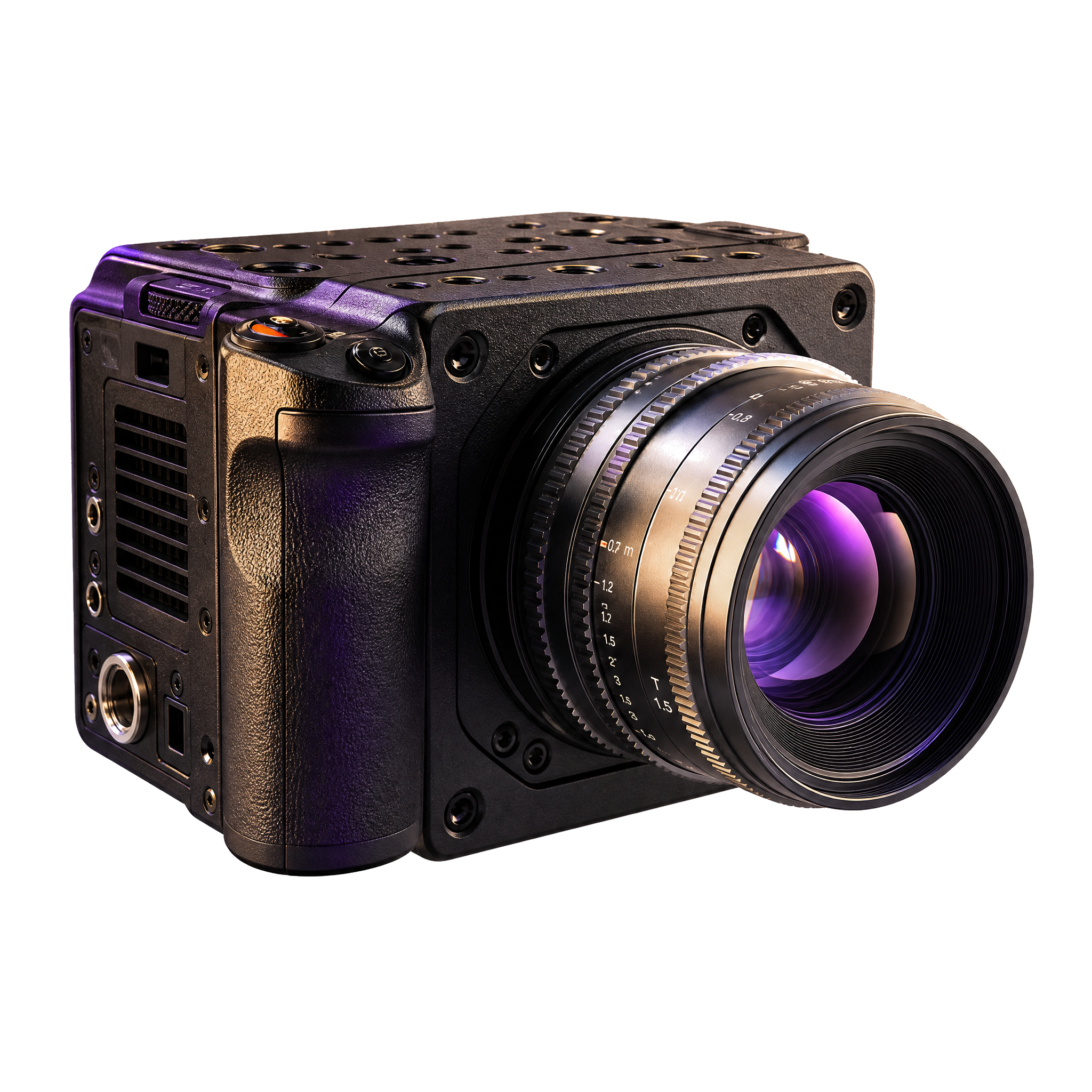 Cinema camera with a prime lens